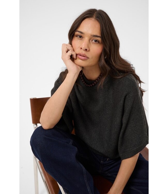 KAFFE KAbarbara Wing Pullover Dark Grey Melange – Grijze damespull met vleermuismouwen