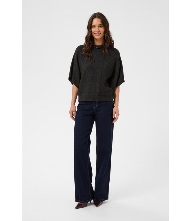 KAFFE KAbarbara Wing Pullover Dark Grey Melange – Grijze damespull met vleermuismouwen