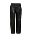KAFFE KAarensa Barrel Pants Black Deep – Zwarte imitatieleren damesbroek