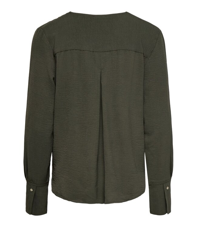 JDY JDYLION V-Neck Top Black Olive – Donkergroene damesblouse met V-hals