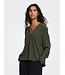 JDY JDYLION V-Neck Top Black Olive – Donkergroene damesblouse met V-hals