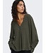 JDY JDYLION V-Neck Top Black Olive – Donkergroene damesblouse met V-hals