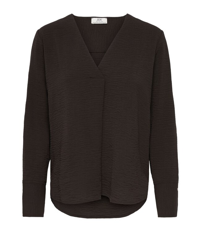 JDY JDYLION V-Neck Top Chocolate Torte – Chocoladebruine damesblouse met V-hals