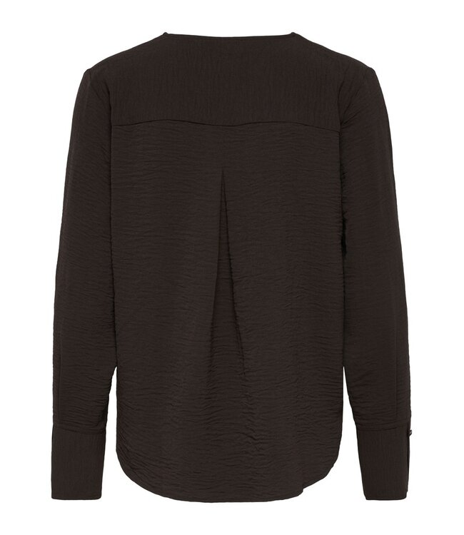 JDY JDYLION V-Neck Top Chocolate Torte – Chocoladebruine damesblouse met V-hals
