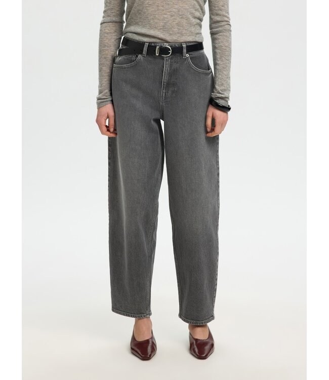 Selected Femme SLWBARREL Bea-Kori Jeans Medium Grey Denim – Grijze high waist barrel jeans