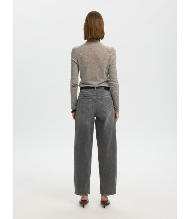 Selected Femme SLWBARREL Bea-Kori Jeans Medium Grey Denim – Grijze high waist barrel jeans