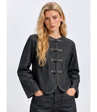 Selected Femme SLWBARIA-BORA Denim Shirt - Dark Grey Denim