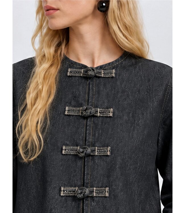 Selected Femme SLWBARIA-BORA Denim Shirt Dark Grey Denim – Donkergrijs denim damesjasje