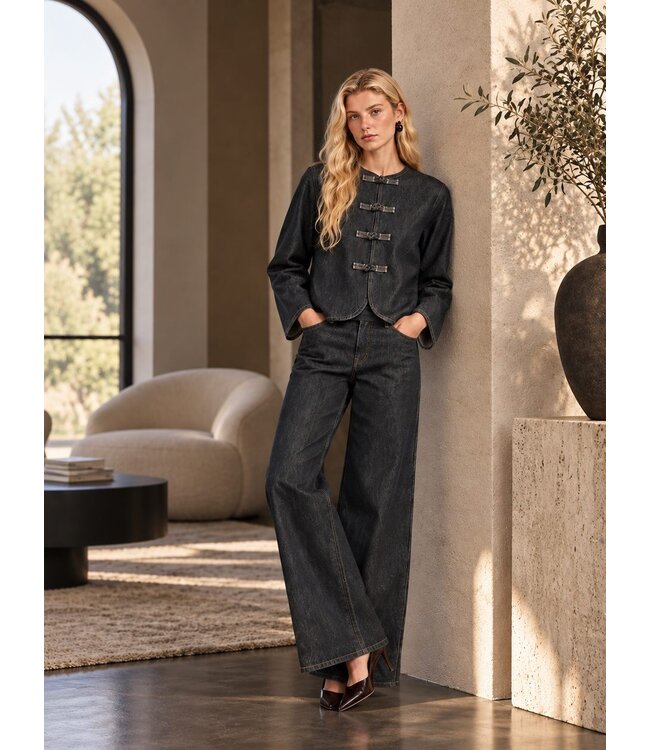 Selected Femme SLWBARIA-BORA Denim Shirt Dark Grey Denim – Donkergrijs denim damesjasje