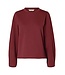 Selected Femme SLWLYA Sweat Tawny Port – Bordeaux dames sweater met plooimouwen
