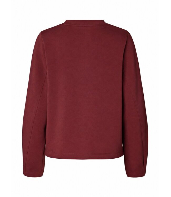 Selected Femme SLWLYA Sweat Tawny Port – Bordeaux dames sweater met plooimouwen