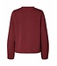 Selected Femme SLWLYA Sweat Tawny Port – Bordeaux dames sweater met plooimouwen