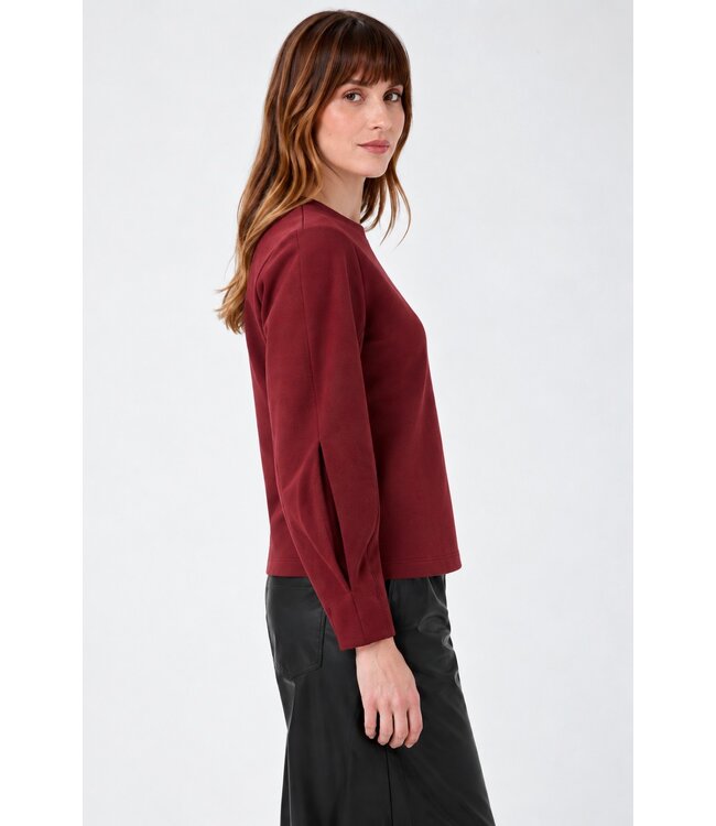 Selected Femme SLWLYA Sweat Tawny Port – Bordeaux dames sweater met plooimouwen