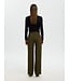 Selected Femme SLWRITA Wide Pant Fir Green – Olijfgroene damesbroek met wijde pijpen