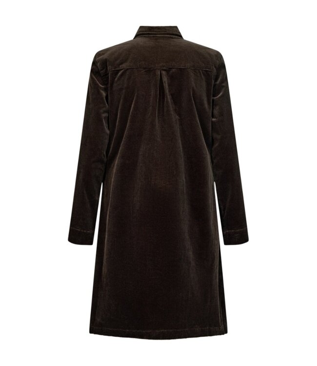 Freequent FQCORDY Dress Mole – Bruine ribfluwelen jurk met ritssluiting