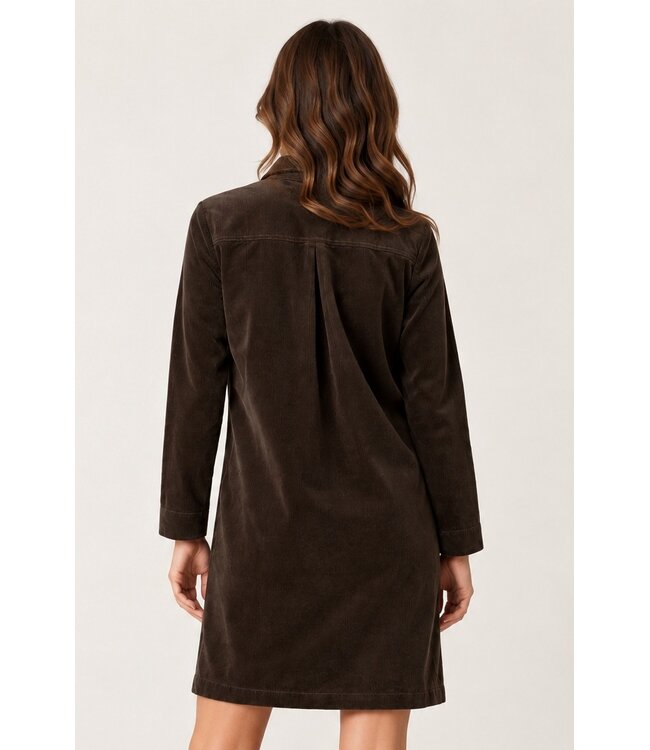 Freequent FQCORDY Dress Mole – Bruine ribfluwelen jurk met ritssluiting