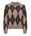 JDY JDYBIANKA Argyle Pullover Chocolate Torte Argyle – Bruine damespull met ruitpatroon
