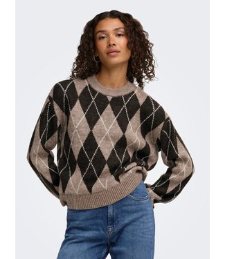 JDY JDYBIANKA Argyle Pullover - Chocolate Torte Argyle