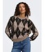 JDY JDYBIANKA Argyle Pullover Chocolate Torte Argyle – Bruine damespull met ruitpatroon