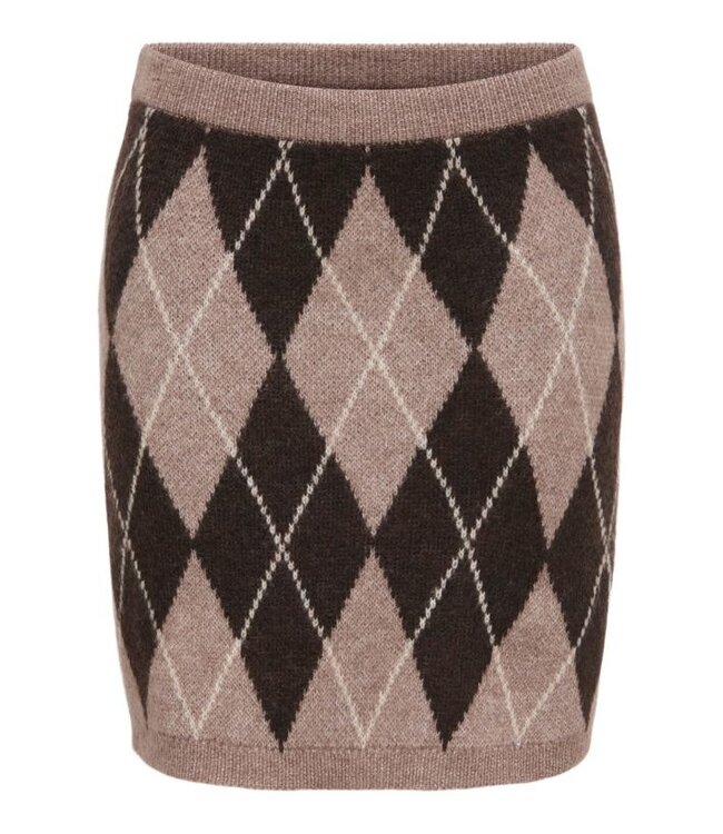JDY JDYBIANKA Skirt Chocolate Torte Argyle – Gebreide damesrok met ruitpatroon