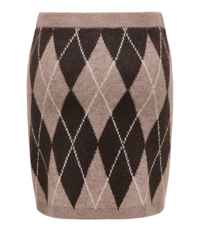 JDY JDYBIANKA Skirt Chocolate Torte Argyle – Gebreide damesrok met ruitpatroon