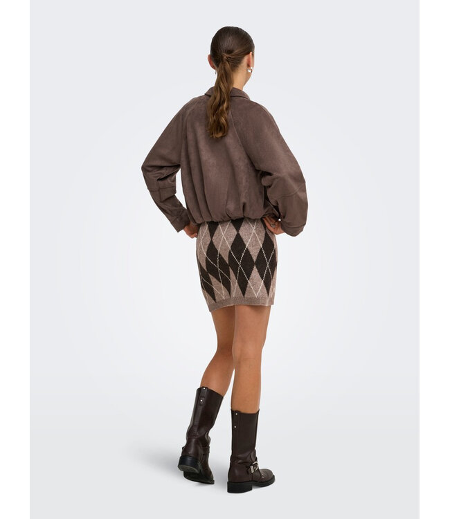 JDY JDYBIANKA Skirt Chocolate Torte Argyle – Gebreide damesrok met ruitpatroon