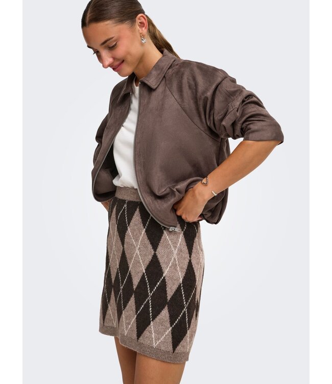 JDY JDYBIANKA Skirt Chocolate Torte Argyle – Gebreide damesrok met ruitpatroon