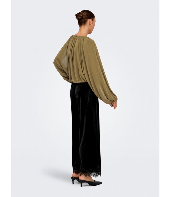 JDY JDYUSO Bubblehem Top Teak – Blouse met wijde mouwen