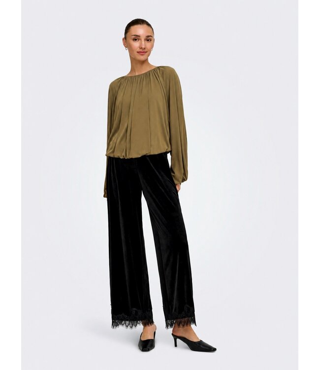 JDY JDYUSO Bubblehem Top Teak – Blouse met wijde mouwen