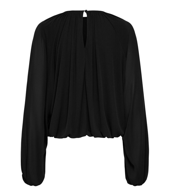 JDY JDYUSO Bubblehem Top Black – Zwarte blouse met wijde mouwen