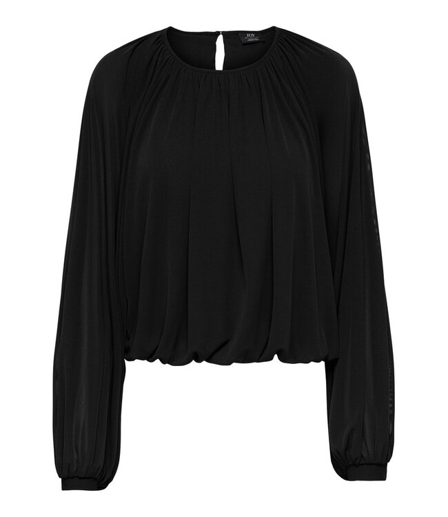 JDY JDYUSO Bubblehem Top Black – Zwarte blouse met wijde mouwen