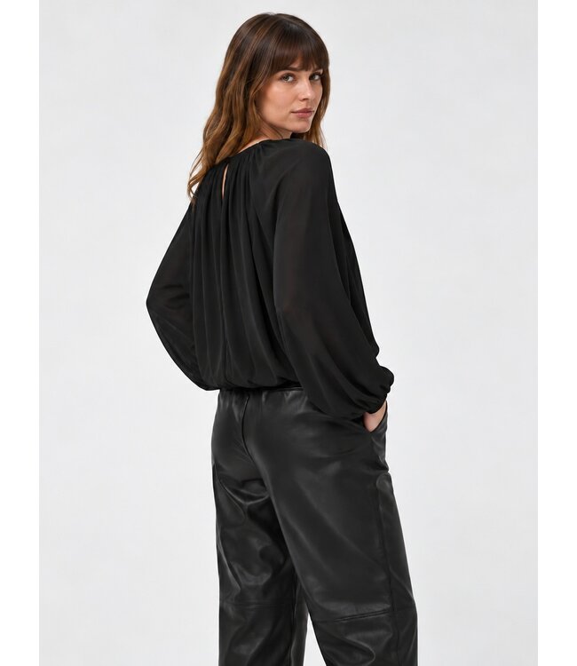 JDY JDYUSO Bubblehem Top Black – Zwarte blouse met wijde mouwen