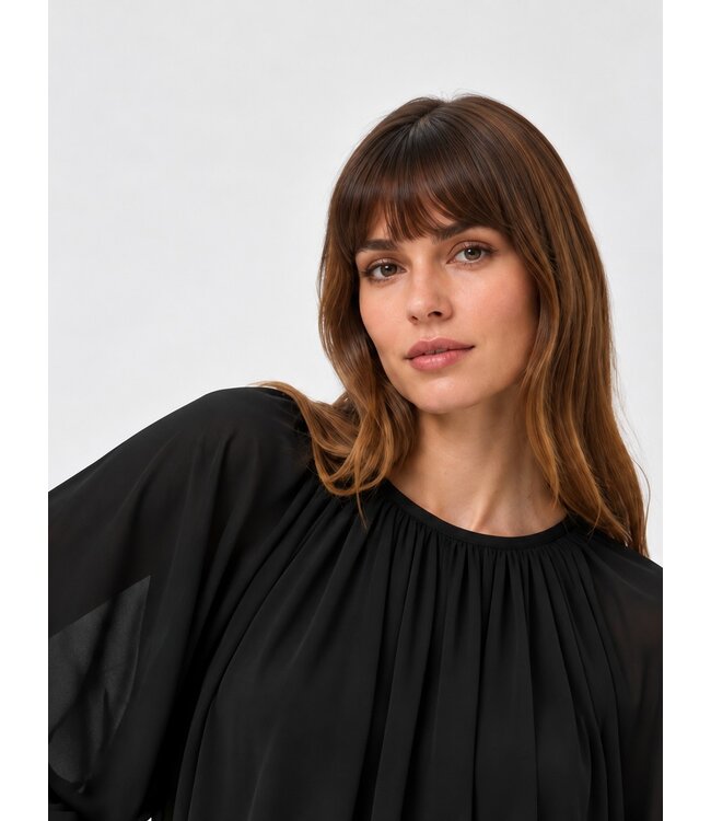 JDY JDYUSO Bubblehem Top Black – Zwarte blouse met wijde mouwen