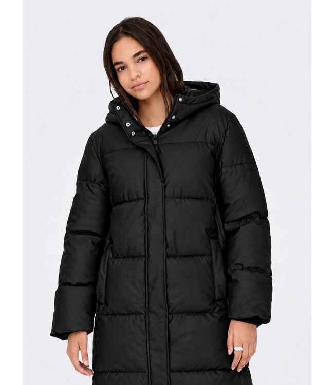 JDY JDYKAMMA Water Rep Long Puffer Black – Lange zwarte pufferjas