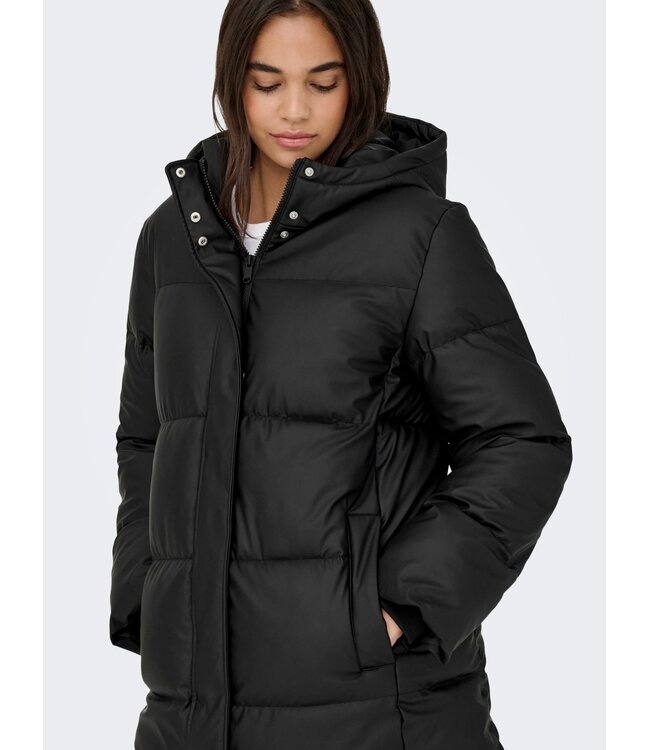JDY JDYKAMMA Water Rep Long Puffer Black – Lange zwarte pufferjas