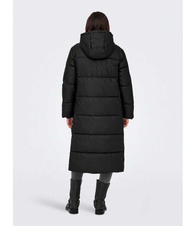 JDY JDYKAMMA Water Rep Long Puffer Black – Lange zwarte pufferjas