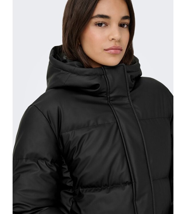 JDY JDYKAMMA Water Rep Long Puffer Black – Lange zwarte pufferjas