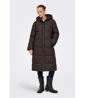 JDY JDYKAMMA Water Rep Long Puffer - Chocolate Torte