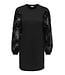 JDY JDYFAIRVIEW Life Sweat Dress Black – Zwarte jurk met transparante bloemenmouwen