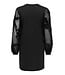 JDY JDYFAIRVIEW Life Sweat Dress Black – Zwarte jurk met transparante bloemenmouwen