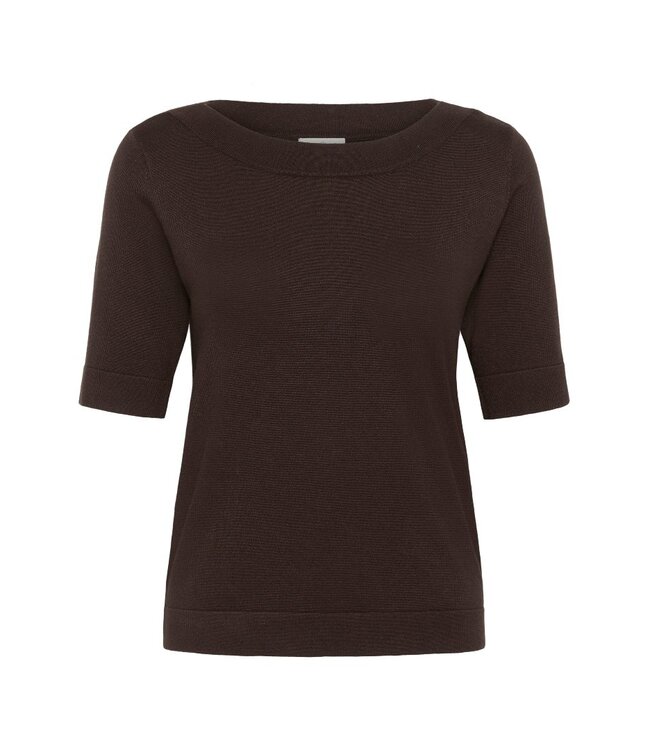KAFFE KAlizza Boatneck Solid Pullover Coffee Bean – Fijngebreide damespull met boothals