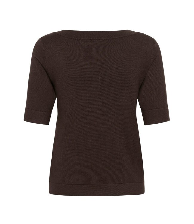 KAFFE KAlizza Boatneck Solid Pullover Coffee Bean – Fijngebreide damespull met boothals