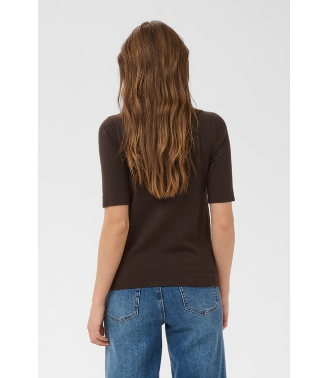 KAFFE KAlizza Boatneck Solid Pullover Coffee Bean – Fijngebreide damespull met boothals