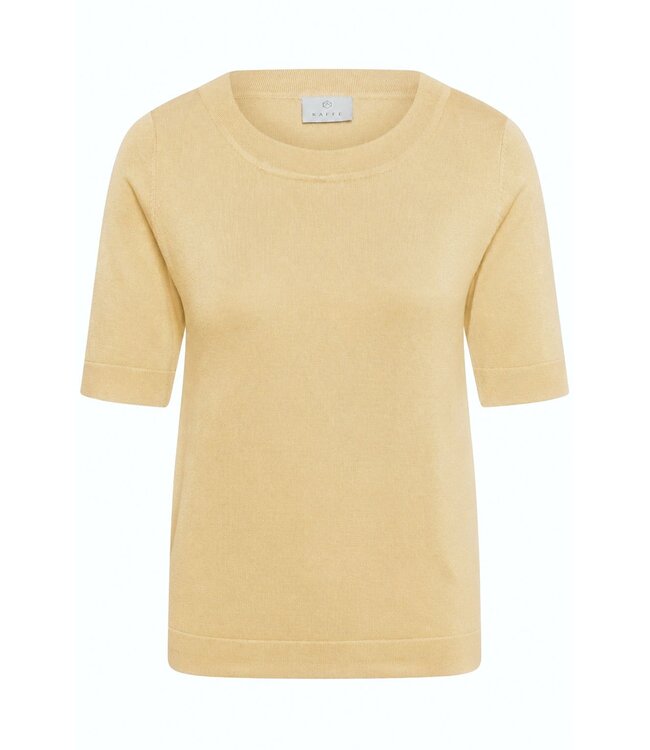 KAFFE KAlizza Boatneck Solid Pullover Sunlight – Lichtgele fijngebreide damespull met boothals