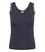 KAFFE KAomi Top Graphite – Blauwgrijze ribtop met kanten details