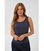 KAFFE KAomi Top Graphite – Blauwgrijze ribtop met kanten details
