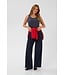 KAFFE KAomi Top Graphite – Blauwgrijze ribtop met kanten details