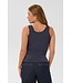 KAFFE KAomi Top Graphite – Blauwgrijze ribtop met kanten details