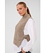 KAFFE KAmartine Knit Vest Desert Taupe Melange – Gebreid damesvest met strikdetails
