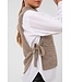 KAFFE KAmartine Knit Vest Desert Taupe Melange – Gebreid damesvest met strikdetails